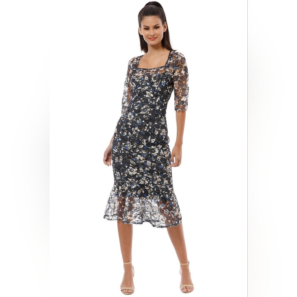 Moss & Spy Navy Floral Midi Dress